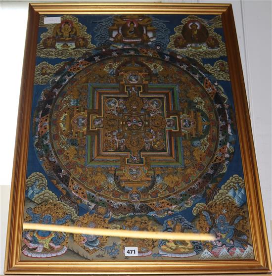 A Nepalese painted silk thangka, 20th century, 75.5 x 56cm